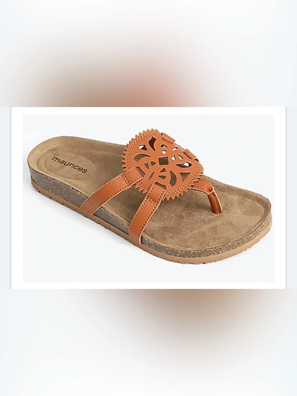 Maurices Burnt Orange Tan Decorative Cutout Slide Sandals SuperCush Alyssa 11
